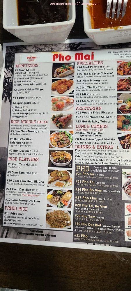 pho mai dinkytown|Food Menu